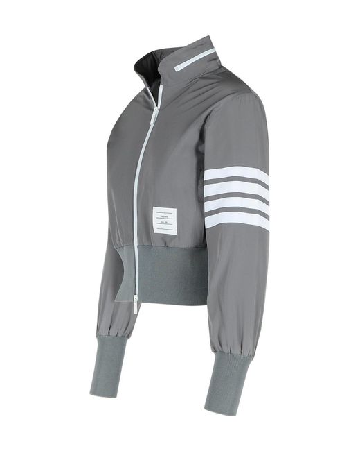 Thom Browne Gray Zip-Up Hooded Jacket