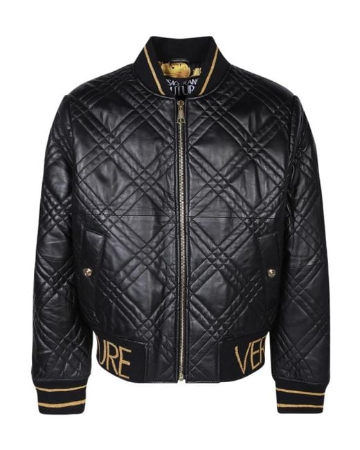 Versace Jeans Black Couture Quilted Bomber Jacket for men