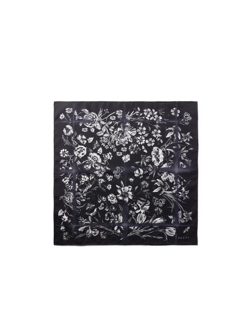 Gucci Black Cotton Silk Jacquard Pocket Square for men