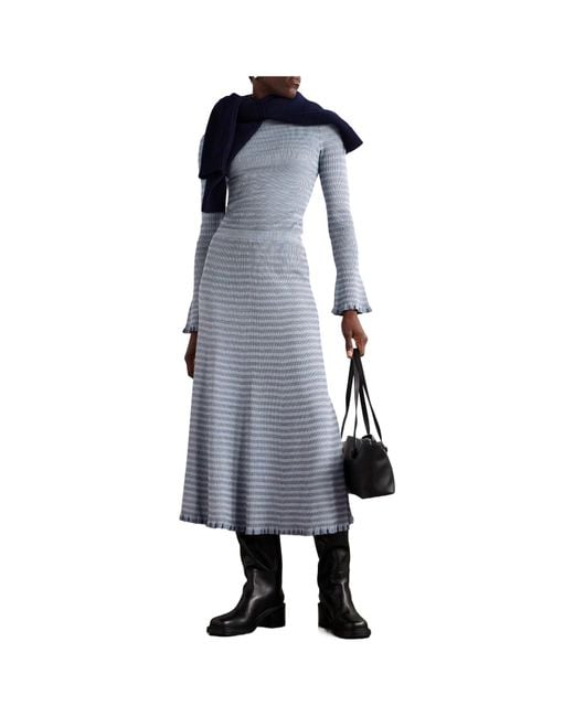 Proenza Schouler Blue Ribbed-Knit Turtleneck Sweater
