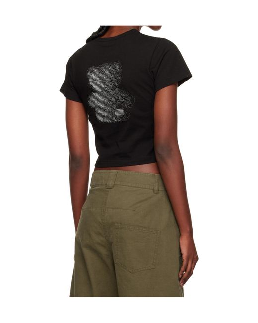 we11done Black Teddy-Print T-Shirt