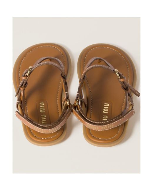 Miu Miu Brown Flat Thong Sandals