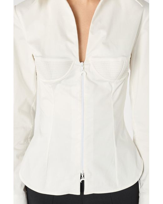 MARINE SERRE White Zip-Front Bustier Shirt