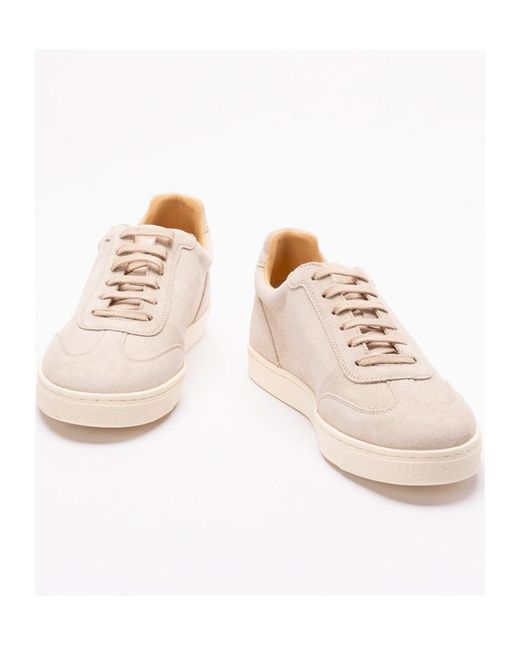 Brunello Cucinelli Pink Round Toe Lace-Up Sneakers for men