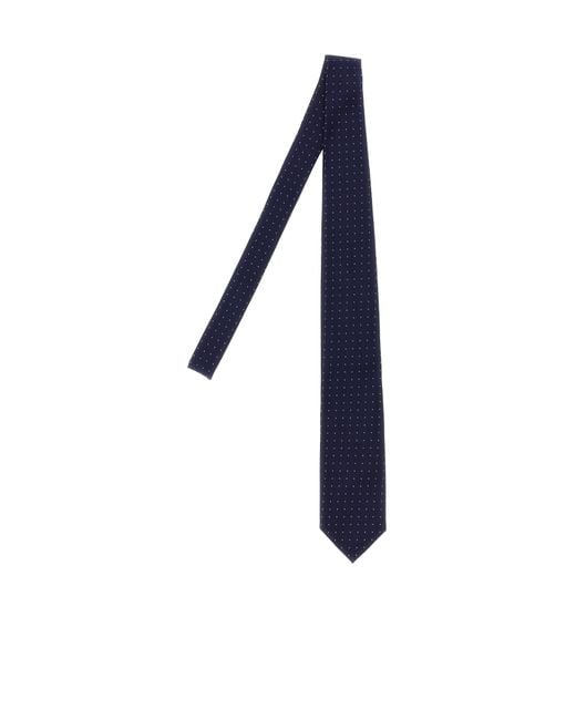 Tom Ford Blue Pointed Tip Micro Polka Dot Tie for men