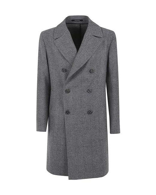 Tagliatore Gray Long Sleeve Double-Breasted Coat for men