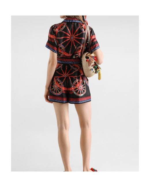 Dolce & Gabbana Red Belted Printed Shirt