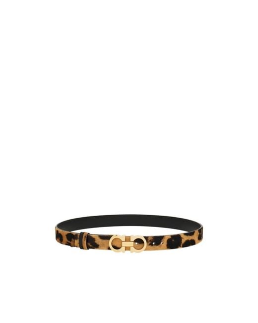 Ferragamo White Ferragamo Printed Adjustable Gancini Belt