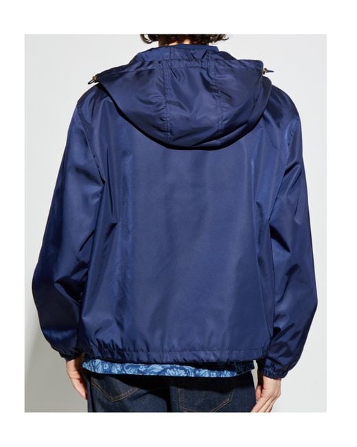 Versace Blue Zip-Up Hooded Jacket for men