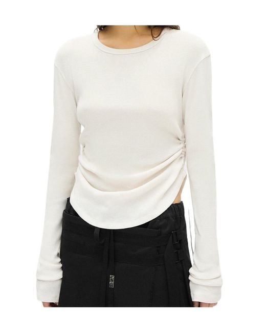 Ann Demeulemeester White Dot Wrinkled Long-Sleeve T-Shirt