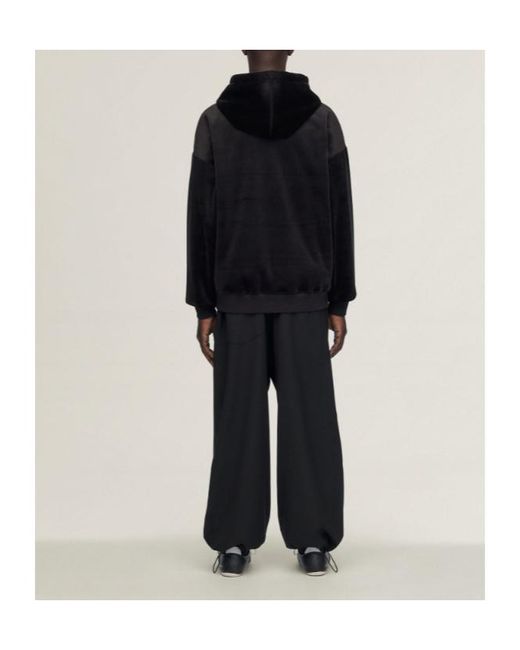 Y-3 Black Velvet Corduroy Zipper Hoodie for men