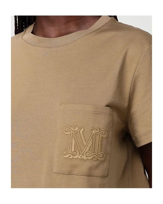 Max Mara Natural Papaia Logo Patch Crewneck T-Shirt