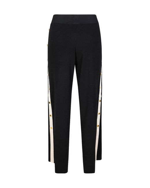 Elisabetta Franchi Black Shiny Bands Trousers