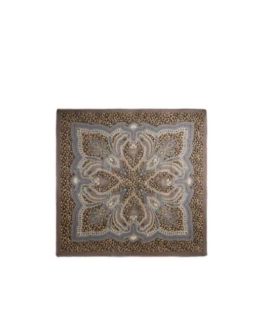 Etro Gray Paisley Leopard Print Scarf