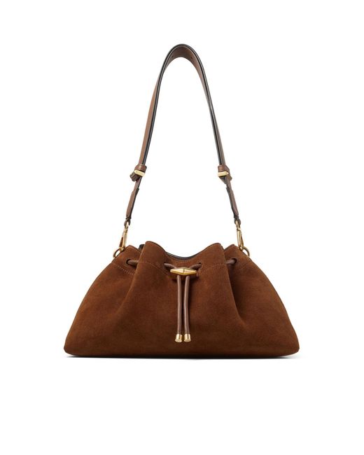 Jimmy Choo Brown Drawstring Shoulder Bag