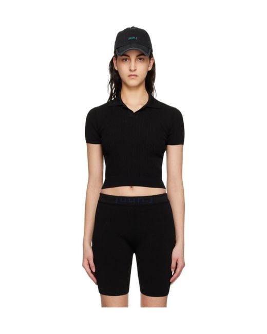 Juun.J Black Open Spread Polo Shirt