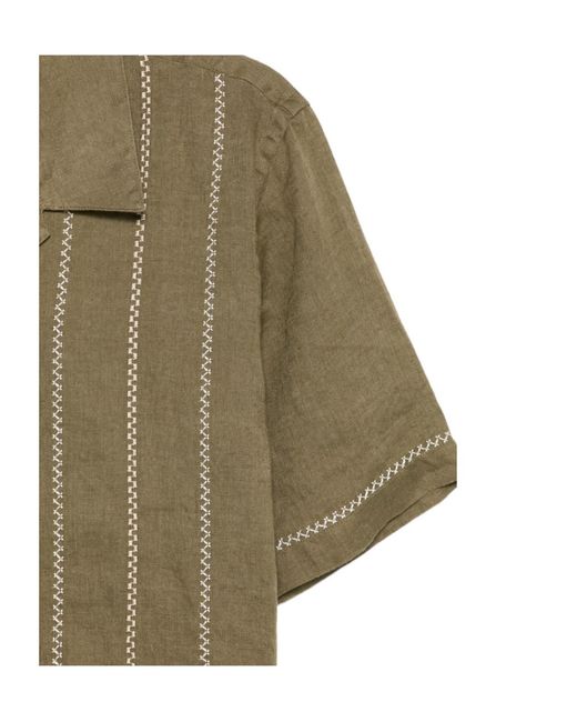 Paul Smith Green Embroidered Short-Sleeve Shirt for men