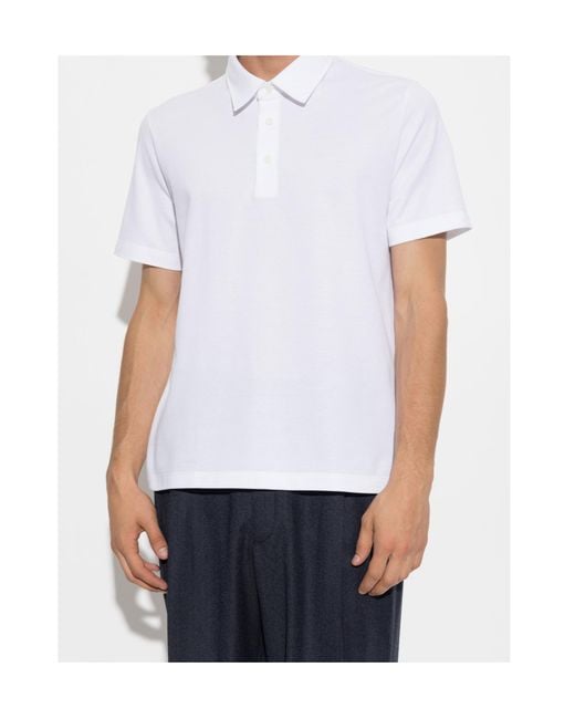 Brioni White Buttoned Collar Polo Shirt for men