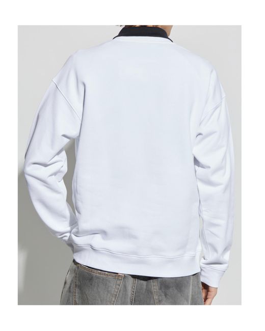 Moschino White Graphic Printed Crewneck Sweatshirt for men