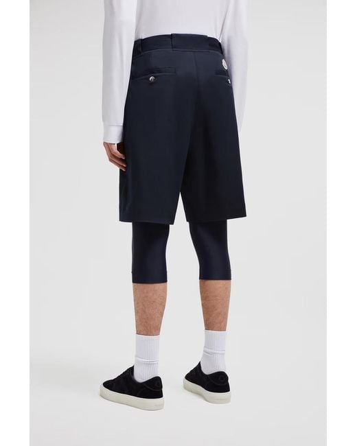 Moncler Blue Gabardine Bermuda Shorts for men