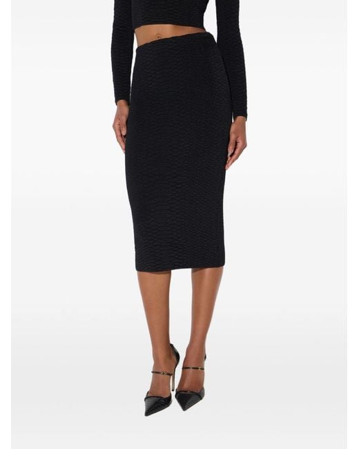 Elisabetta Franchi Black Snake-Pattern Knit Skirt