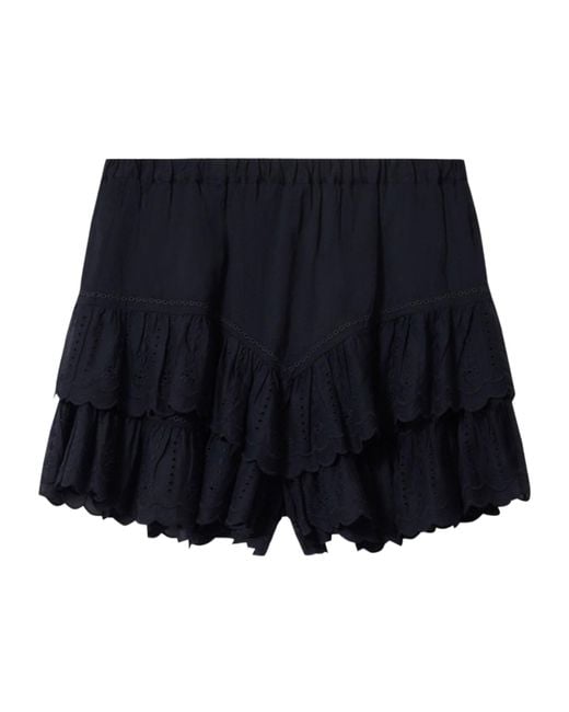 Isabel Marant Blue Isabel Marant Étoile Embroidered Ruffle Shorts