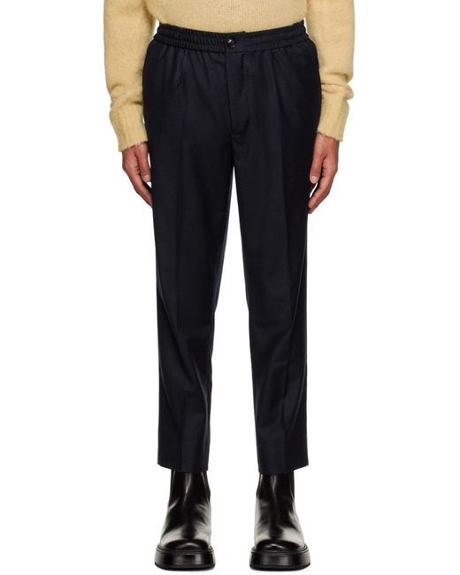 AMI Blue Cropped Tailored Trousers for men