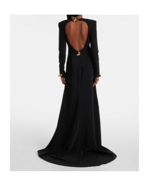 Oscar de la Renta Black Open-Back Gown