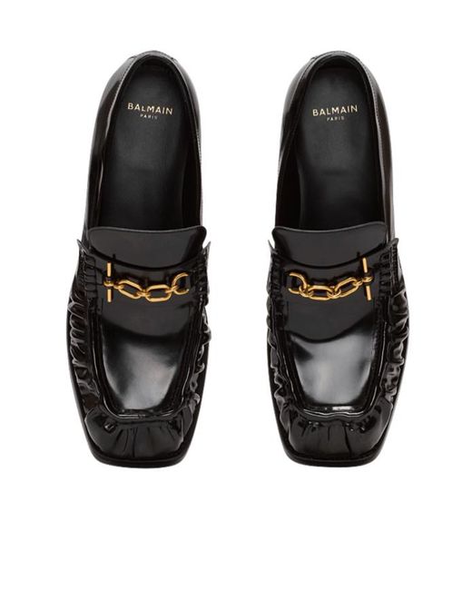 Balmain Black Sync Glazed Loafers for men