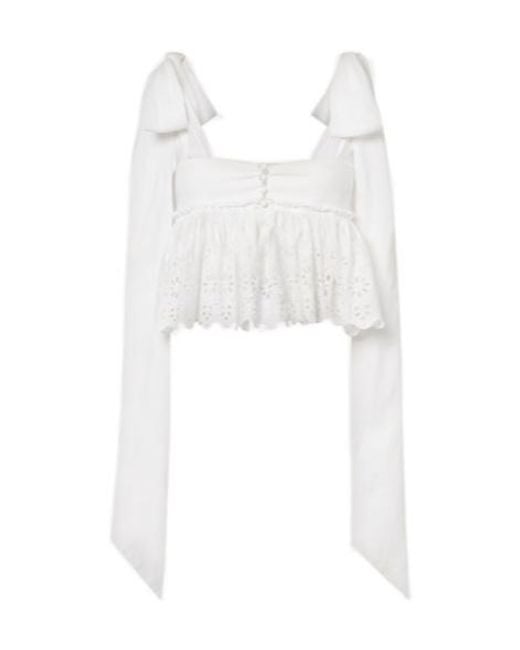 Chloé White Broderie Anglaise Cotton Top