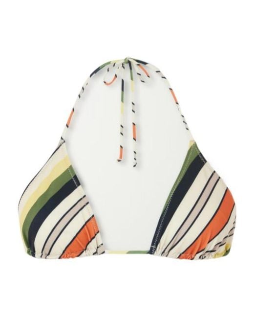 Jean Paul Gaultier White Retro Striped Bikini Top