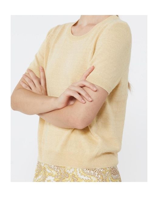 Weekend by Maxmara Natural Crew Neck Short-Sleeved Knit Sweater