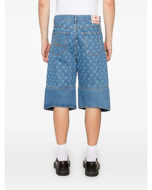 MARINE SERRE Blue Moon Print Bermuda Shorts for men