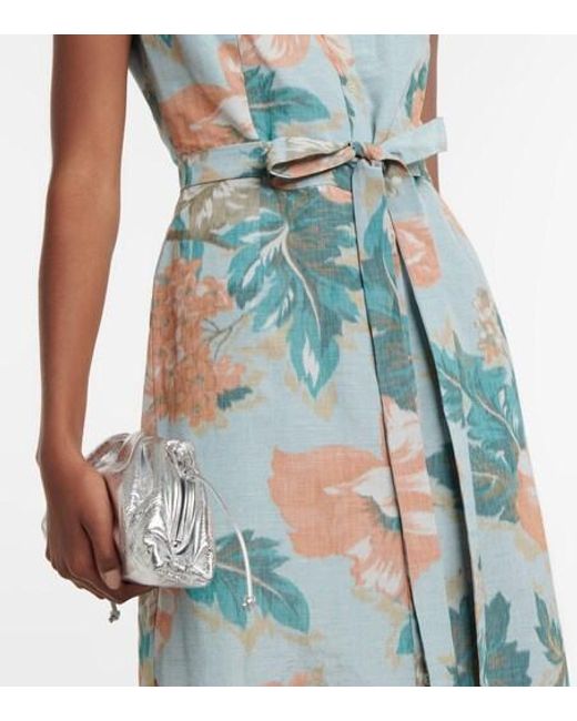 Erdem Blue Mona Floral Cutout Midi Dress