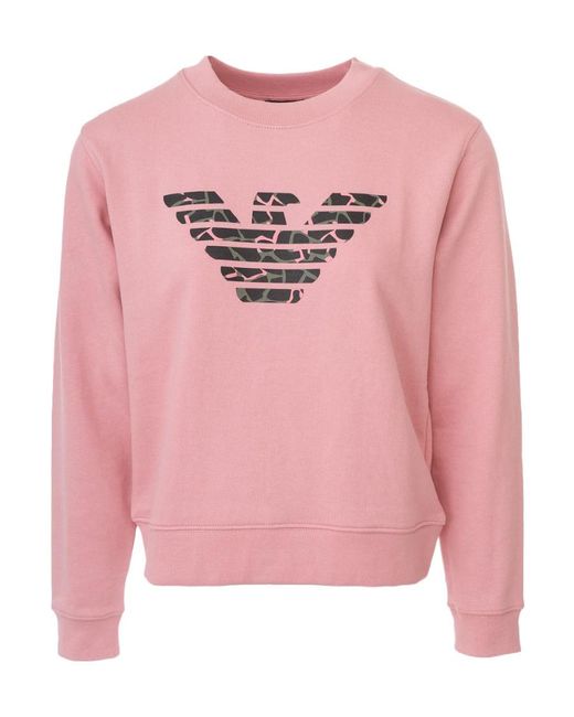 Emporio Armani Pink Round-Necked Logo Sweater