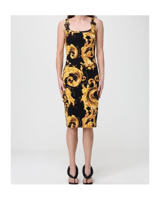 Versace Jeans Metallic Couture Baroque Strap Midi Dress