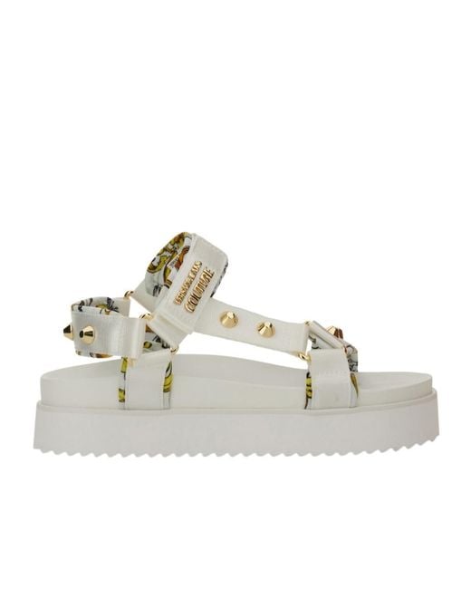 Versace Jeans Metallic Couture Spike-Studded Sandals