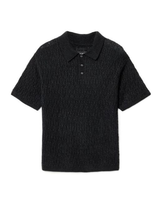 AllSaints Black Short-Sleeved Polo Shirt for men