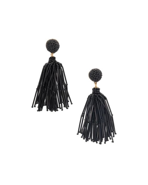 Carolina Herrera Black Tasseled Beaded-Tone Earrings