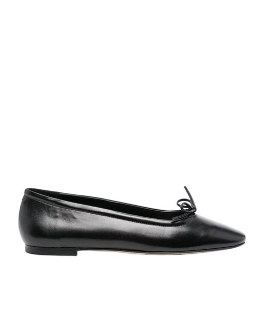 Aeyde Black Bow-Detail Suede Ballerina Shoes