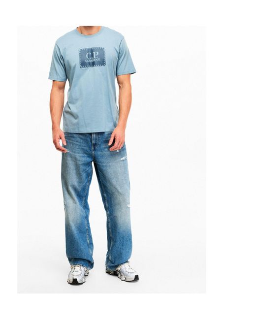 C P Company Blue Logo Crew-Neck T-Shirt for men