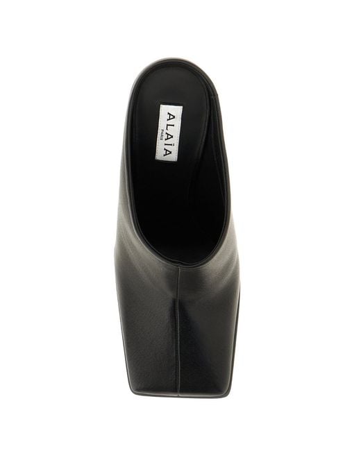 Alaïa Black Alaïa Square-Toe Heeled Mules