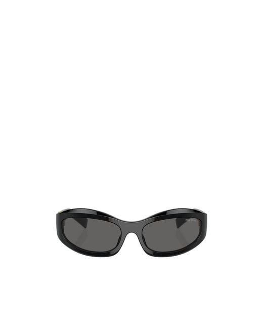 Miu Miu White Eyewear Oval-Frame Sunglasses