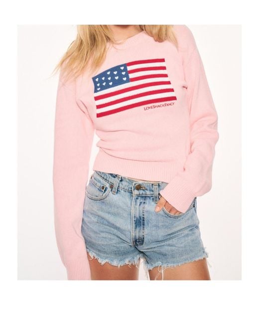 LoveShackFancy Pink Flag Intarsia Knitwear