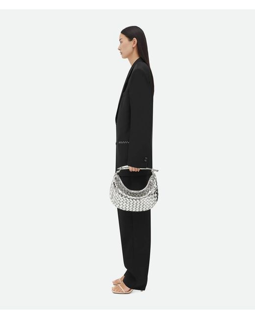 Bottega Veneta Gray Woven Detail Small Handbag