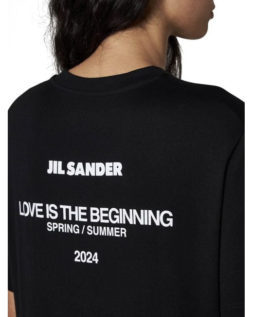 Jil Sander Black Logo Printed Crewneck T-Shirt
