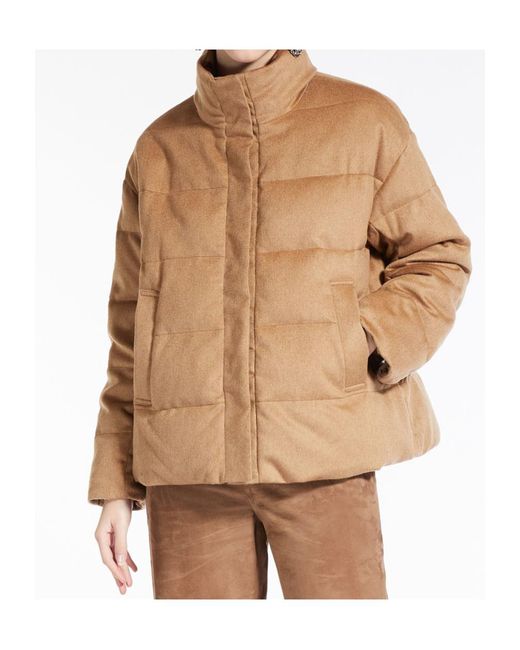 Max Mara Brown The Cube High Neck Long-Sleeved Coat