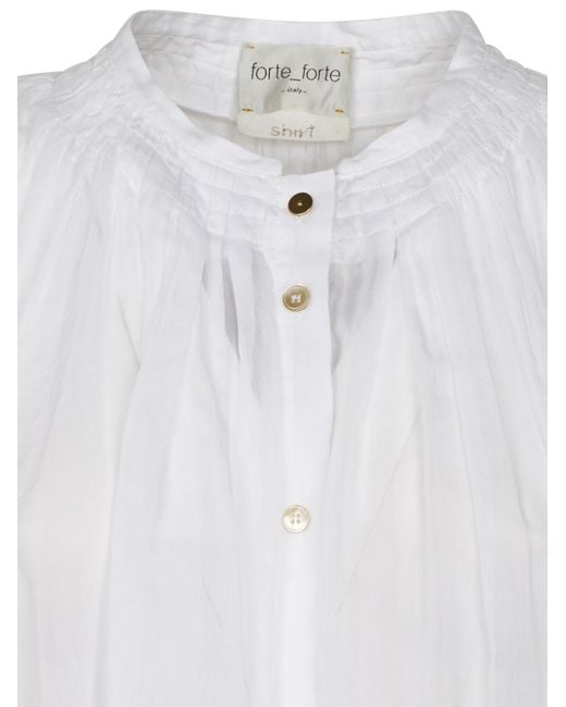 Forte_forte White Stand Collar Shirt