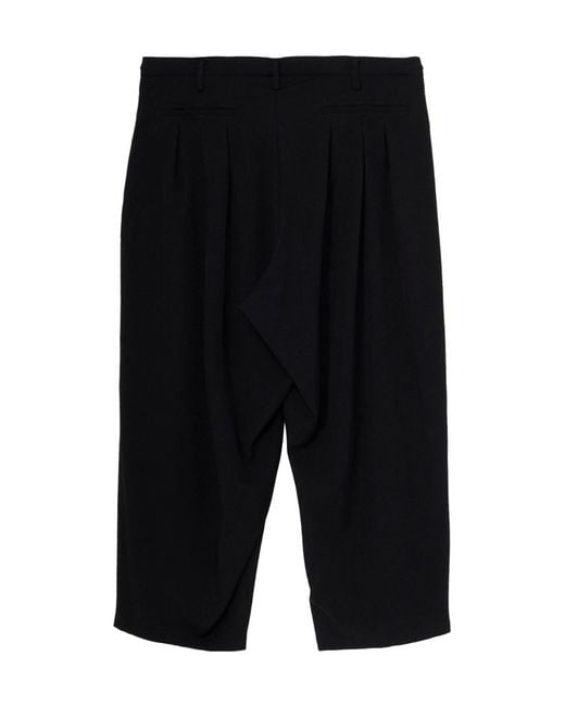 Yohji Yamamoto Black Wool Gabardine 12Tucks Pants for men