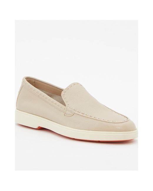 Santoni Natural Round Head Loafer Shoes